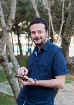 Man Using Tablet Pc Stock Photos