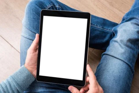 Man using tablet pc 스톡 사진