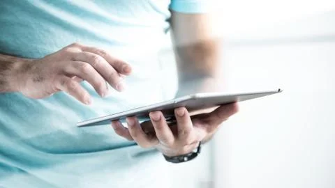 Man using tablet pc 스톡 사진