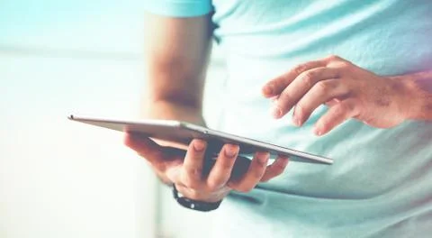 Man using tablet pc Stock Photos