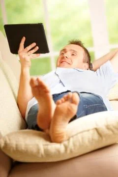 Man using tablet Stock Photos