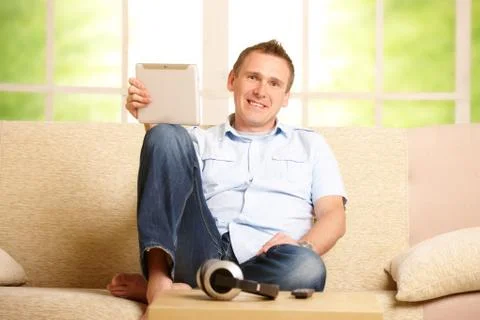 Man using tablet Stock Photos