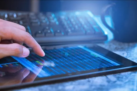 Man using tablet Stock Photos