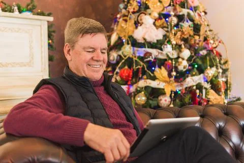 Man using tablet Stock Photos