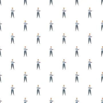 Man using tablet working digital technology seamless pattern Illustrazione stock