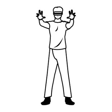 Man using technology of augmented reality Stock Illustration