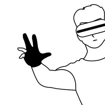 Man using technology of augmented reality Stock Illustration
