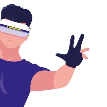 Man using technology of augmented reality Illustrazione stock