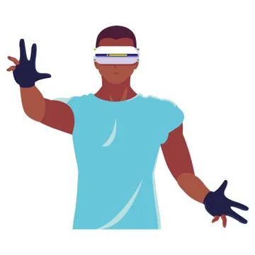 Man using technology of augmented reality Stockillustratie