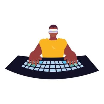 Man using technology of augmented reality Illustrazione stock