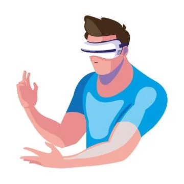 Man using technology of augmented reality Illustrazione stock