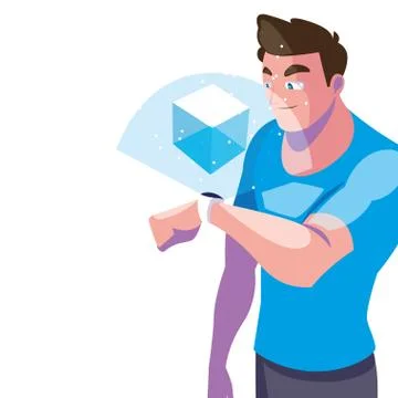 Man using technology of augmented reality イラスト素材