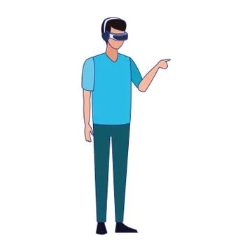 Man using technology of augmented reality vector design Stock Illustration