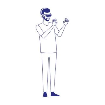 Man using technology of augmented reality vector design Stockillustratie
