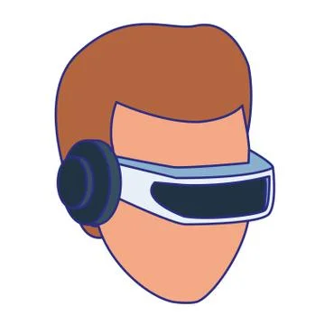 Man using technology of augmented reality vector design Illustrazione stock