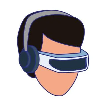Man using technology of augmented reality vector design イラスト素材