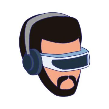 Man using technology of augmented reality vector design Illustrazione stock