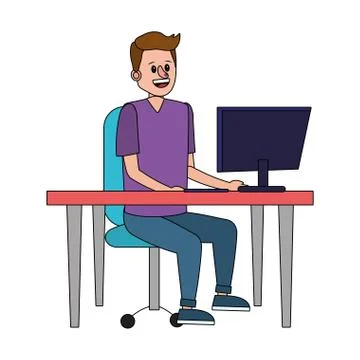 Man using technology device Stockillustratie