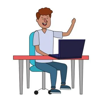 Man using technology device Stockillustratie