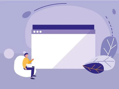 Man using template webpage Illustrazione stock