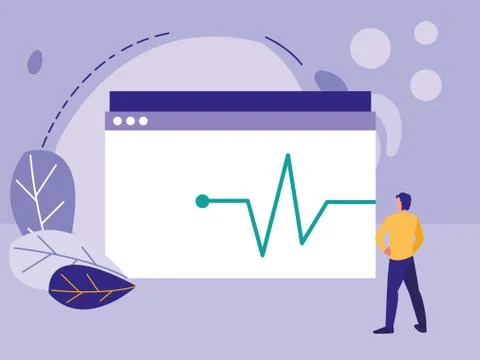 Man using template webpage Illustrazione stock