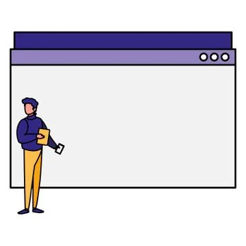 Man using template webpage Illustrazione stock