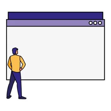 Man using template webpage Illustrazione stock