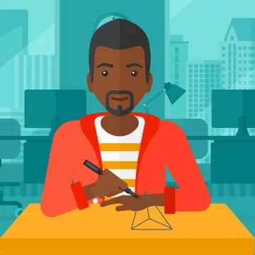 Man using three D pen Stockillustratie