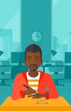 Man using three D pen 스톡 일러스트