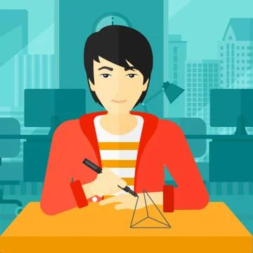 Man using three D pen 스톡 일러스트