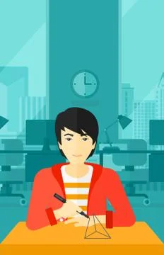 Man using three D pen Stockillustratie