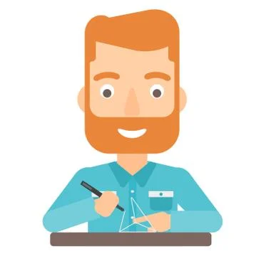 Man using three D pen 스톡 일러스트