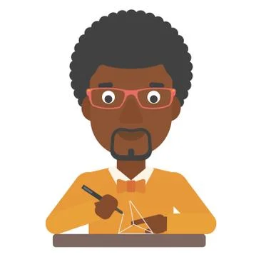 Man using three D pen Illustrazione stock