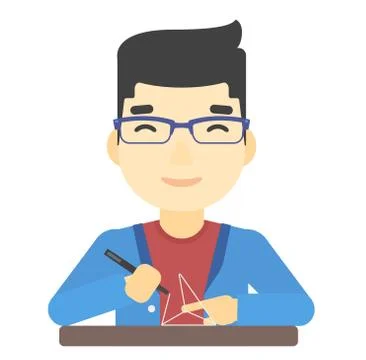 Man using three D pen Illustrazione stock