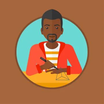 Man using three D pen vector illustration Stockillustratie