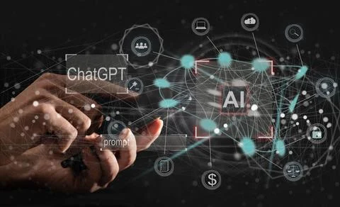 Man using tools AI. technology smart robot science and artificial intelligence 스톡 사진