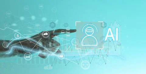 Man using tools AI. technology smart robot science and artificial intelligence Stock Photos