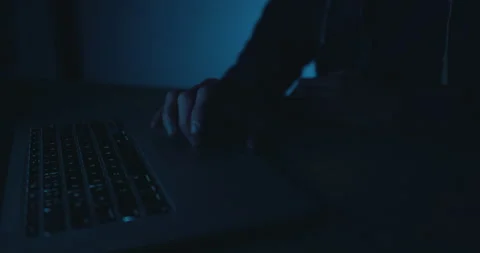 Man using trackpad on laptop computer Stock Footage 336808159