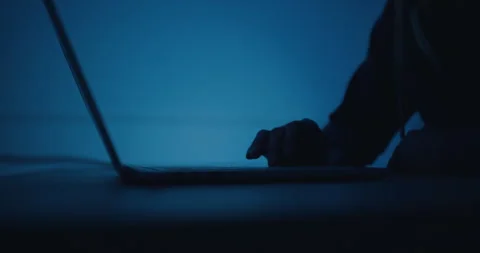 Man using trackpad on laptop computer Stock Footage 336809054