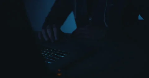 Man using trackpad on laptop computer Stock Footage 336809191