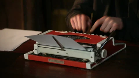 Man Using Typewriter Stock Footage 86898302