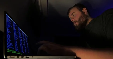 Man using a UNIX server over SSH protocol Stock Footage 81948331