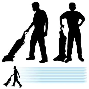 Man using vacuum cleaner Stock Illustration