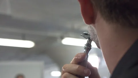 Man using vintage shaver Video stock 95257477