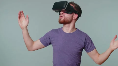 Man using virtual reality futuristic Stock Video Pond5