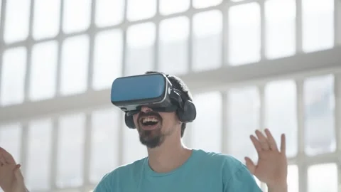 Man using virtual reality glasses. Stock Footage 278089195