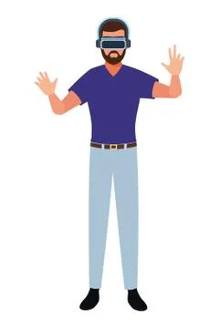 Man using virtual reality glasses イラスト素材