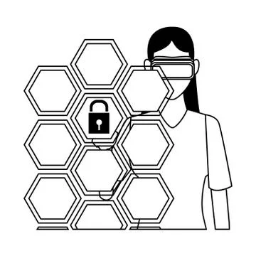 Man using virtual reality glasses in black and white Stockillustratie