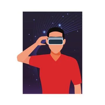 Man using virtual reality glasses Stockillustratie