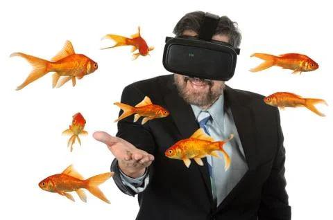 Man Using Virtual Reality Glasses Stock Photos